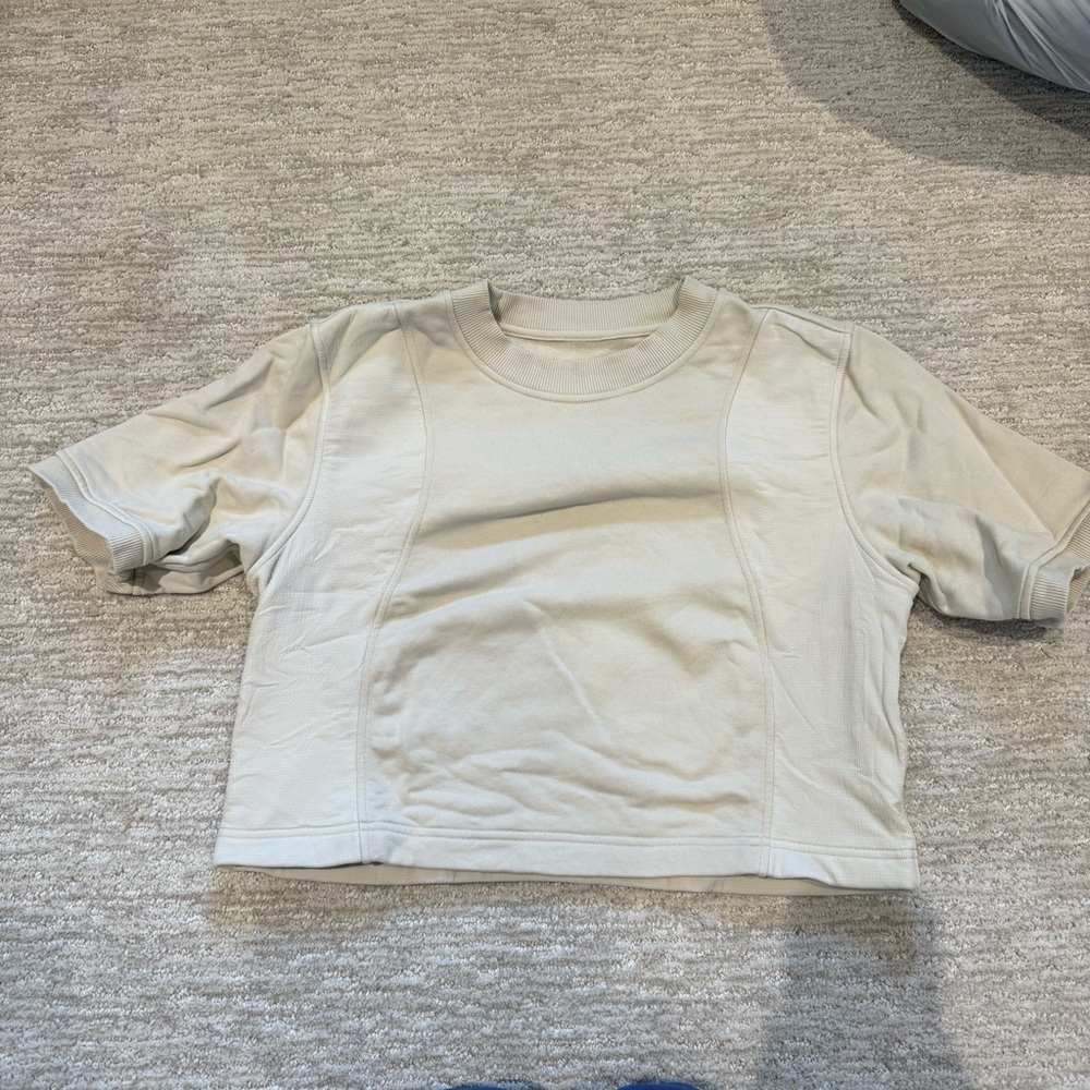 Lululemon Top New Size 4 Shirt Cotton French Terry Swift Tee Natural Ivory